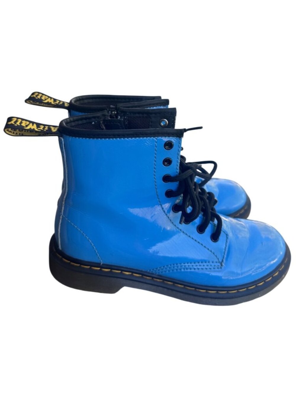 Dr. Martens 1460 J Blue Patent Leather Lace Up Boots Kids Size 3 US